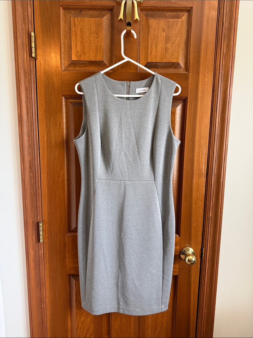 Calvin Klein Silver Sleeveless Midi Sheath Dress
